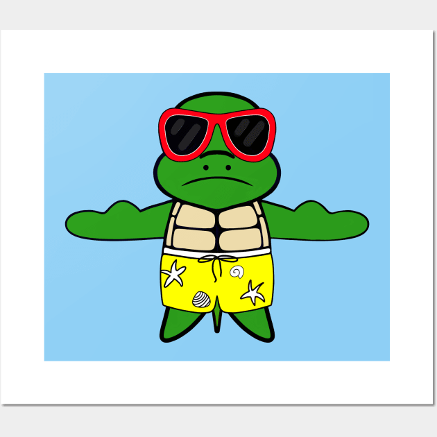 FUNNY Turtle At The Beach Wall Art by SartorisArt1